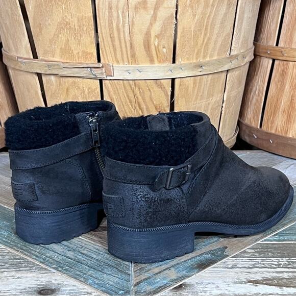 UGG Benson Brown Suede Wool Lined Waterproof Zip-Up Ankle Boots Womens Size 7.5 - Picture 5 of 13